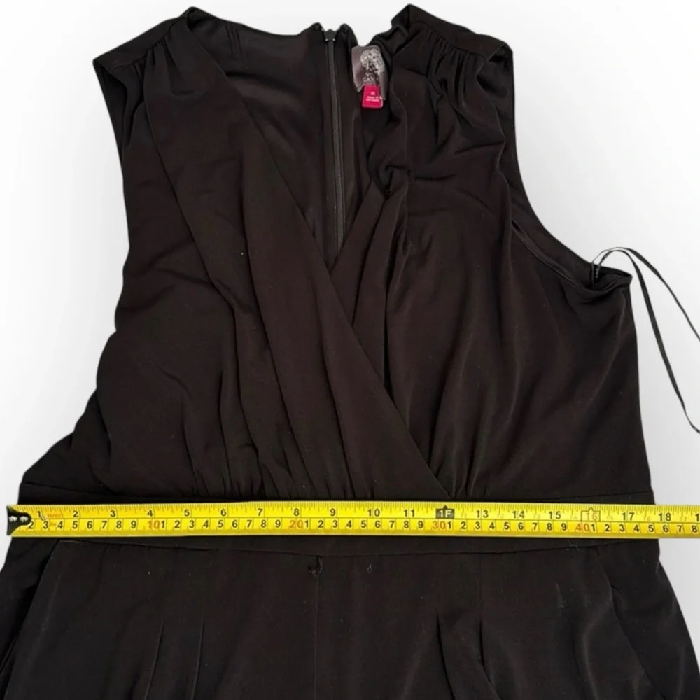 VINCE CAMUTO Faux Wrap Wide-Leg Jersey Jumpsuit, XL, Black - Picture 12 of 16